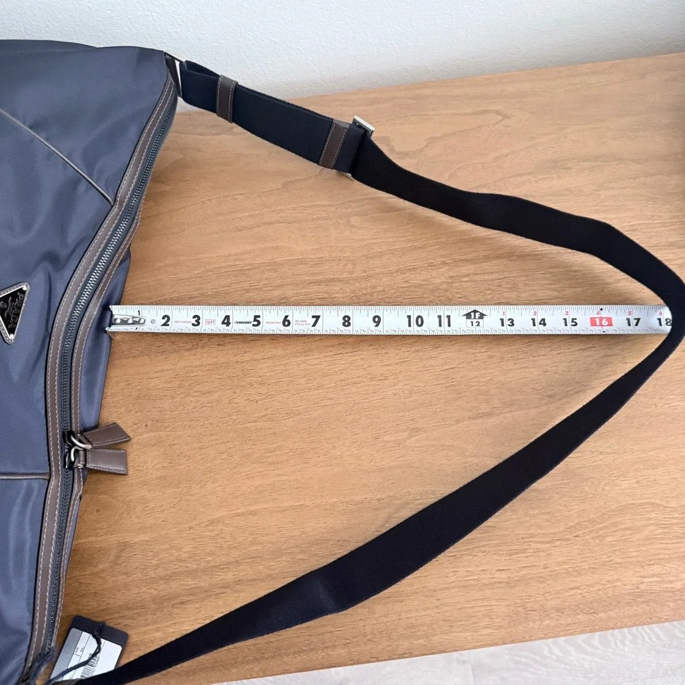 Prada Bandoliera Tessuto Camoscio Messenger Bag Navy Blue Brown 2VH180